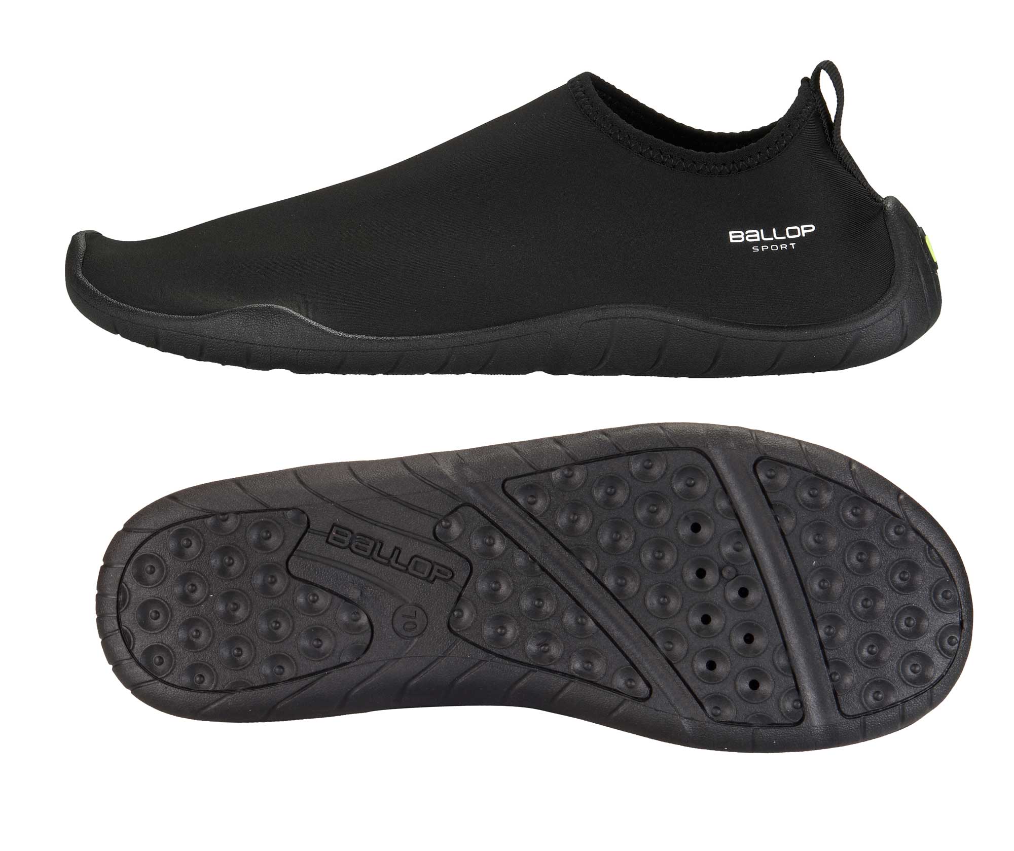 Schuh, Surfschuhe, Neopren, Gummi-Sohle, Ballop Sport, Schuh, Schuhsurf, Schwarz, Slip-On, Gummisohle
