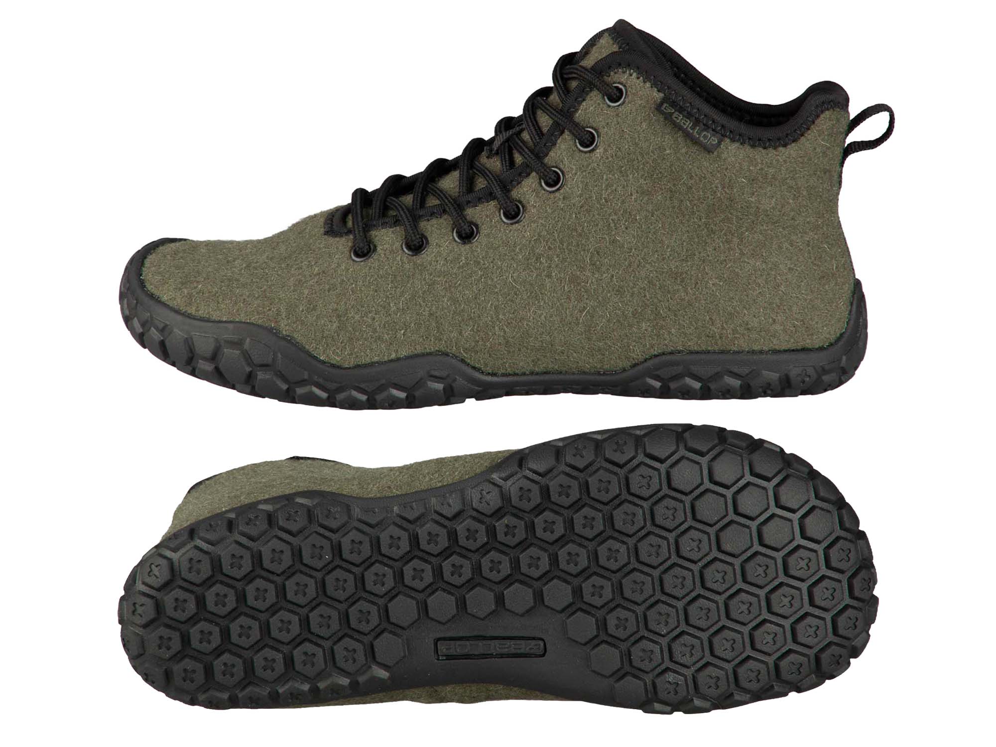Stiefel, Wanderschuh, Olivgrün, Wollfilz, Gummisohle