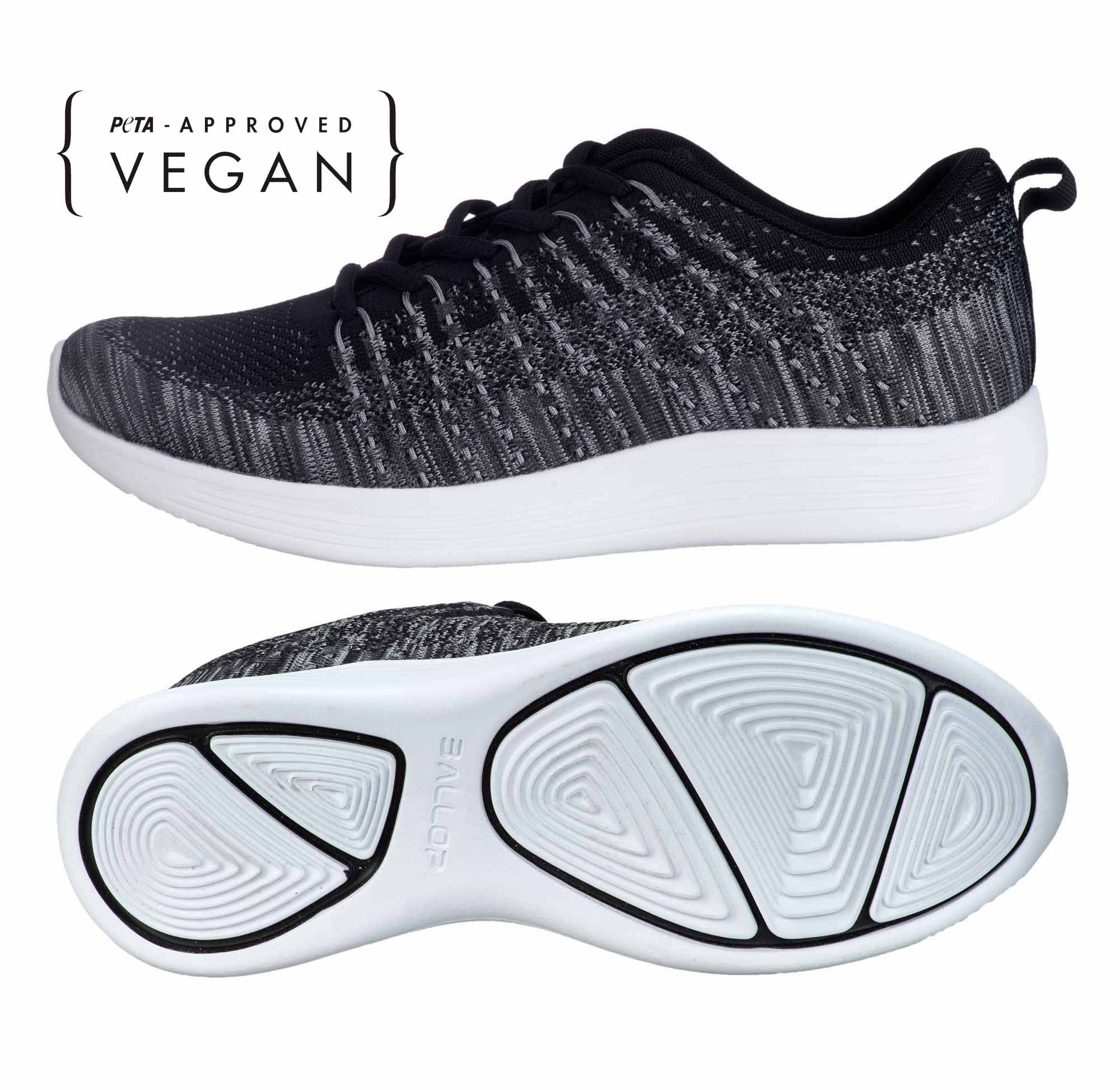 Sneaker, Laufschuh, Schwarz, Gestrickt, Gummisohle
