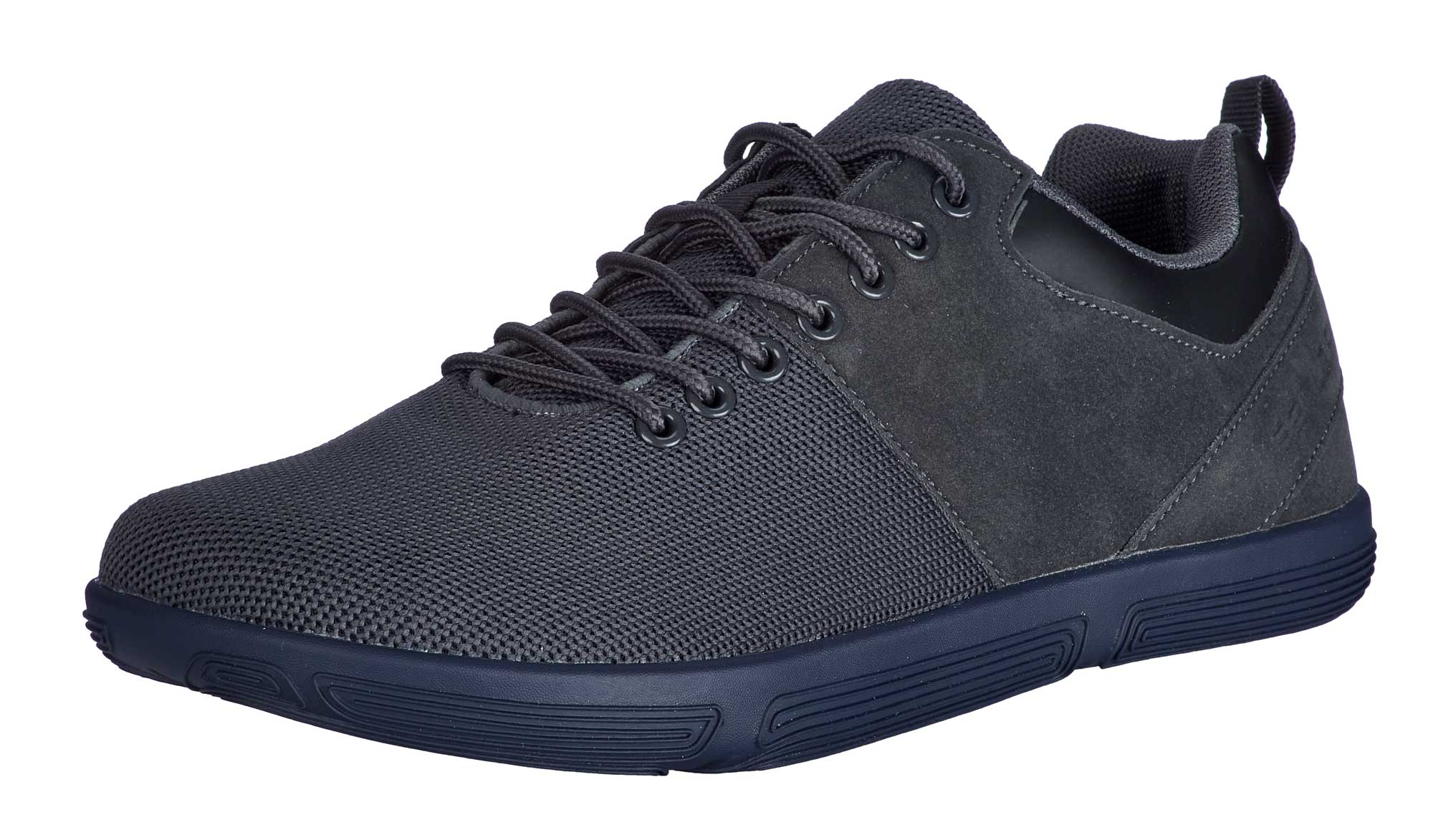 Sneaker, Dunkelgrau, Mesh-Obermaterial, Gummisohle, Lackleder-Details